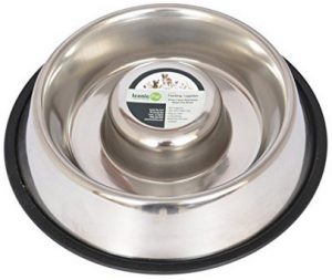 3. Iconic Pet Slow Feed Stainless Steel Pet Bowl for Dog or Cat