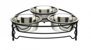 Triple Bowl Dog Feeder - Bone Design - 5 Tall